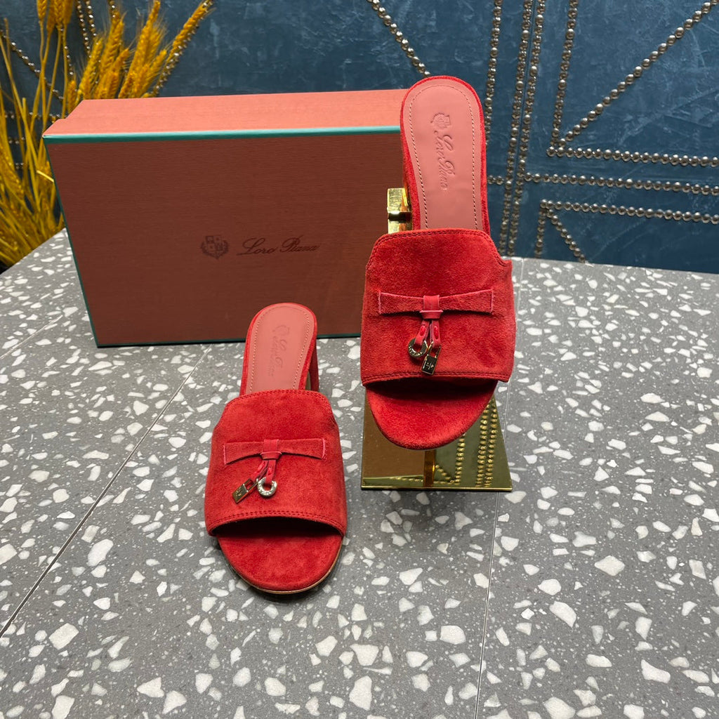 Summer Charms Mules 80 Red Suede Salmon Lambskin