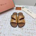LP Men Sandals In Light Brown Snake Embossed Calfskin