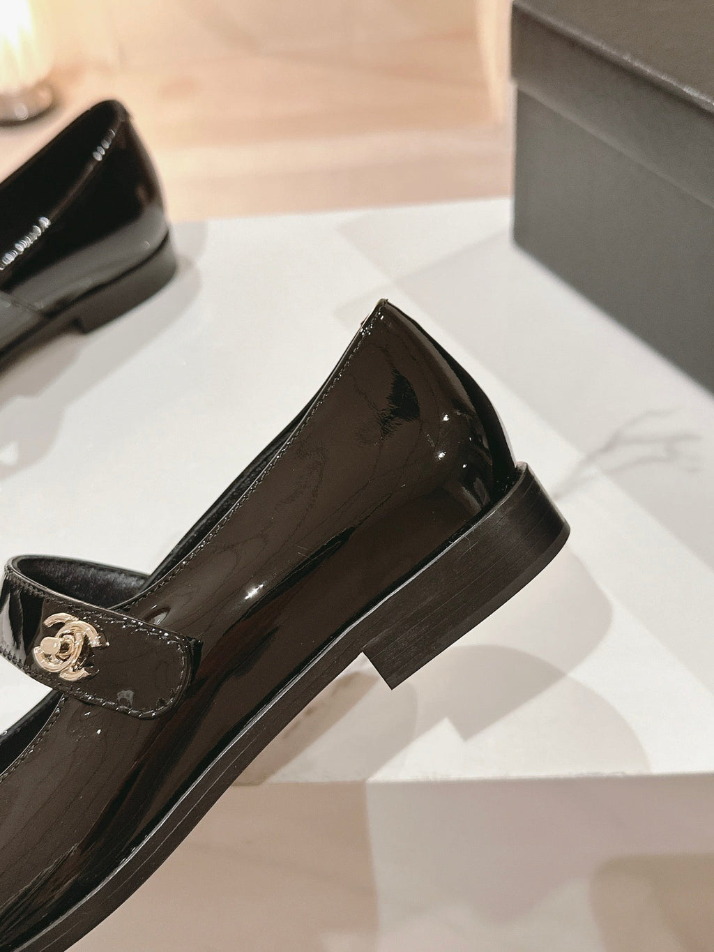 mary jane flat black patent calfskin