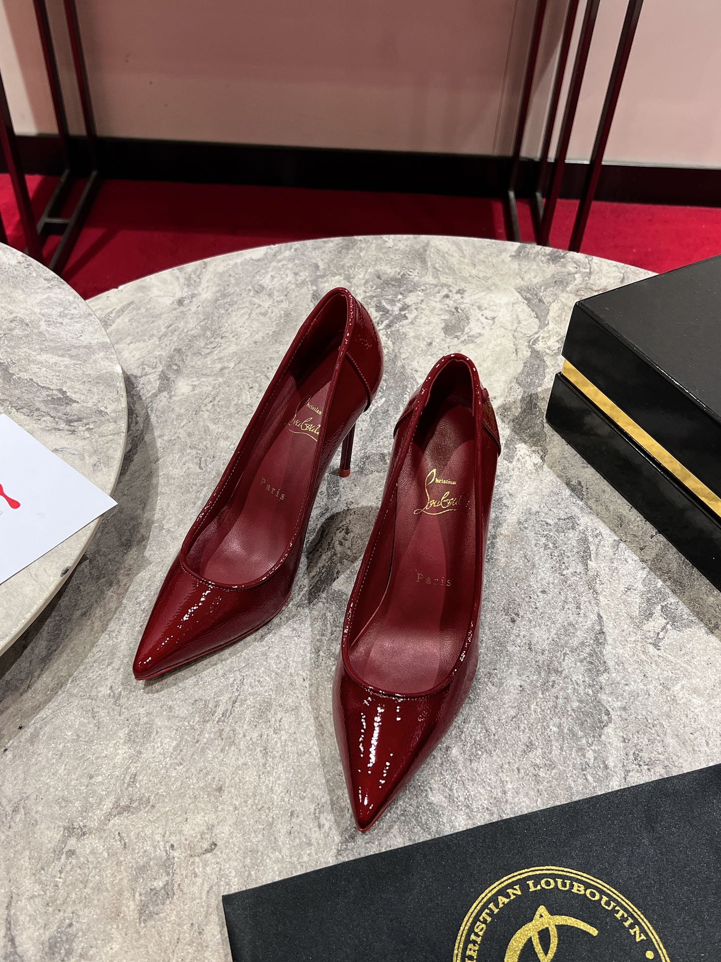 Cl Kate Pump Burgundy Patent Calfskin