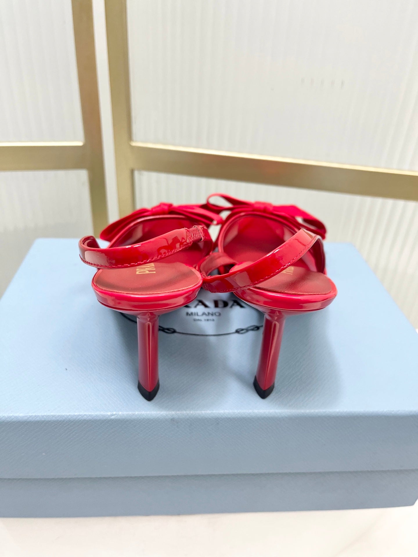 Prada Mesh Stiletto Sandals 7.5 Red Sheepskin 606006