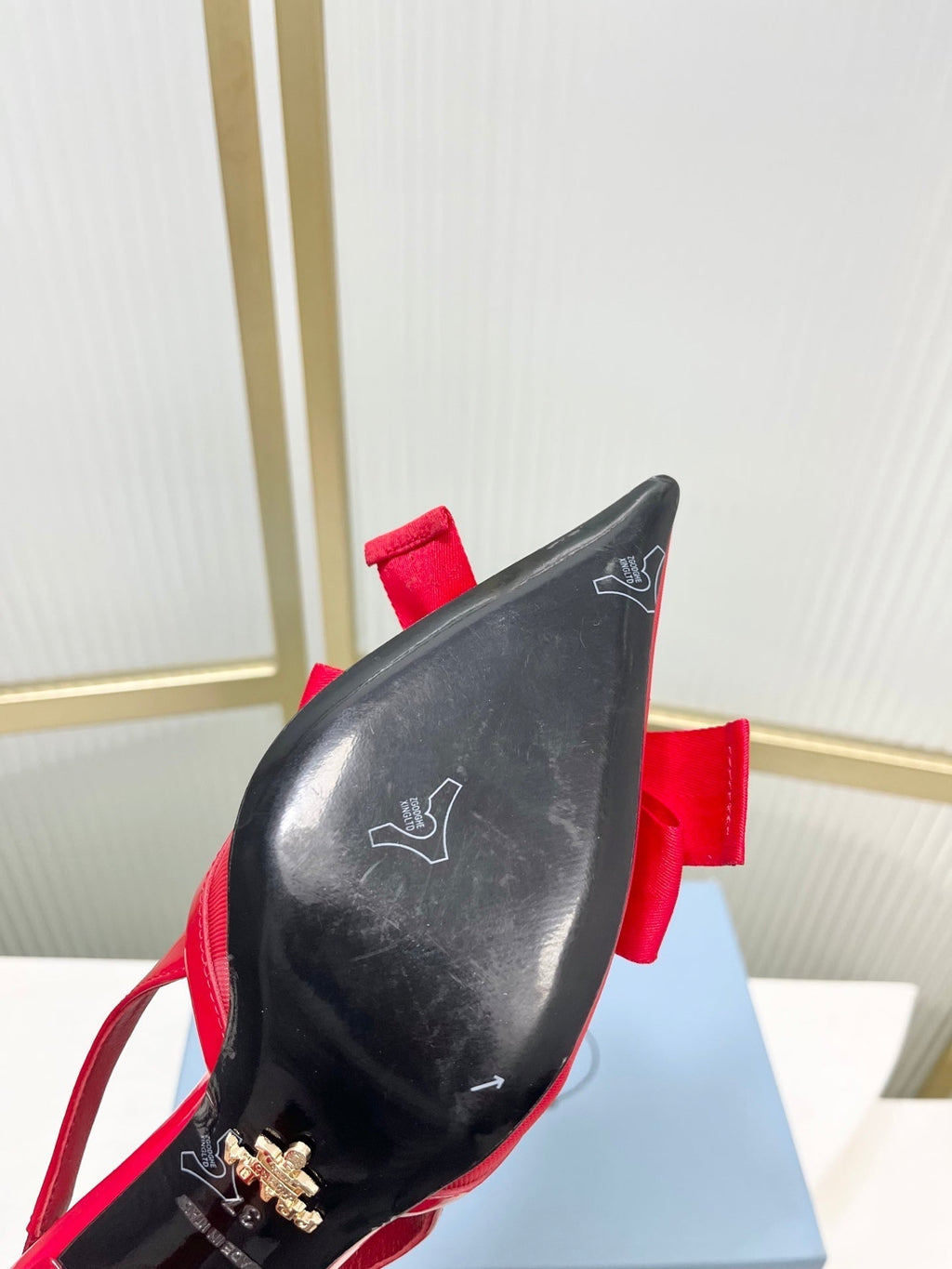 Prada Mesh Stiletto Sandals 7.5 Red Sheepskin 606006