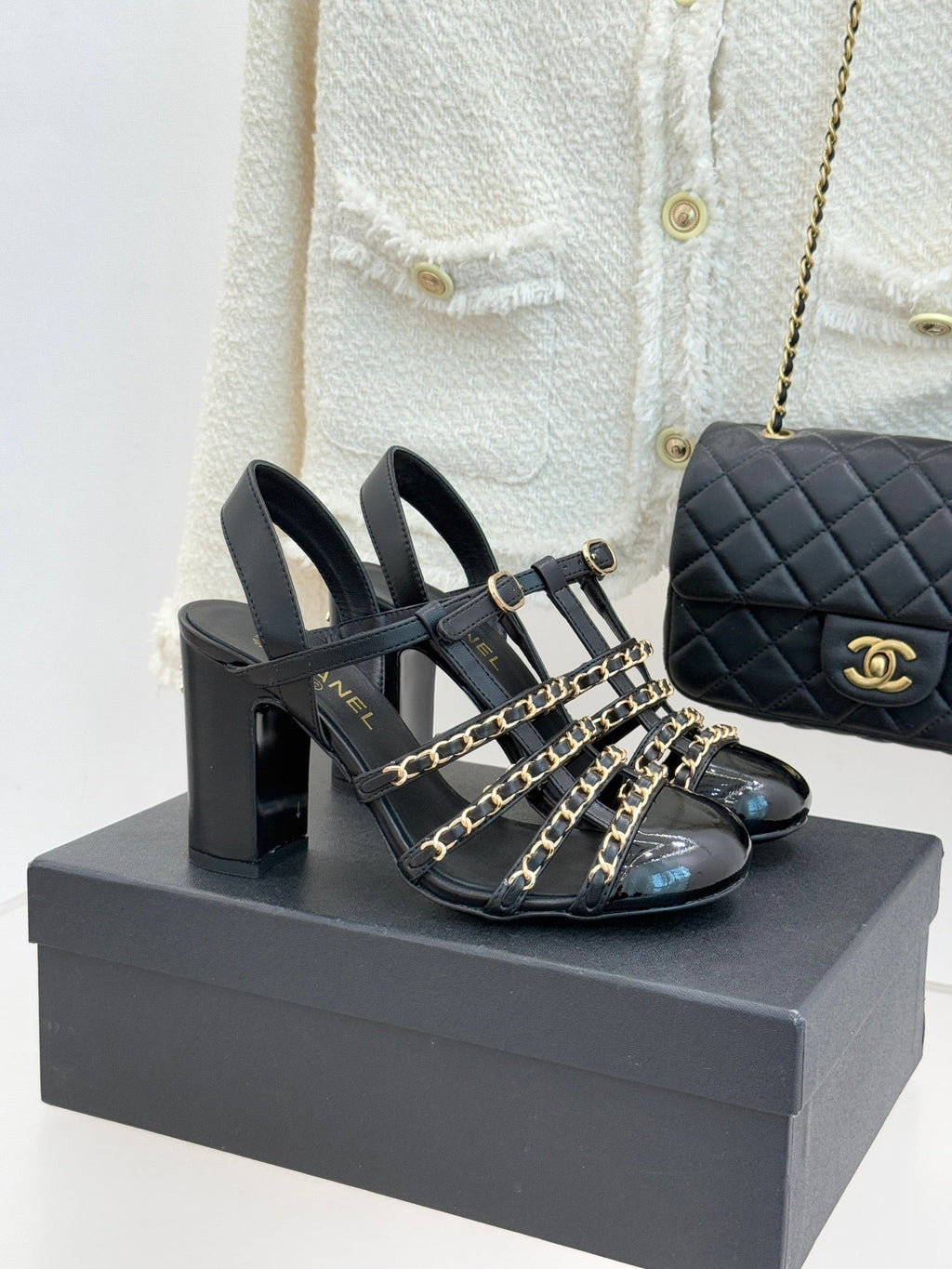 Cruise 25/26 Slingbacks 90mm Black Lambskin & Patent Calfskin