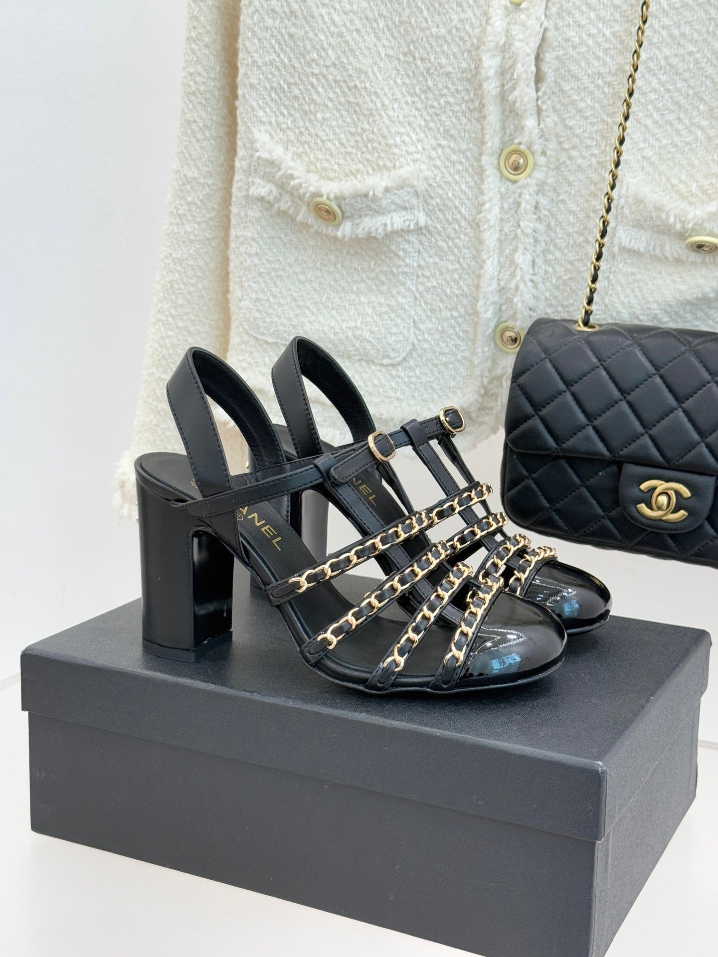 Cruise 25/26 Slingbacks 90mm Black Lambskin & Patent Calfskin