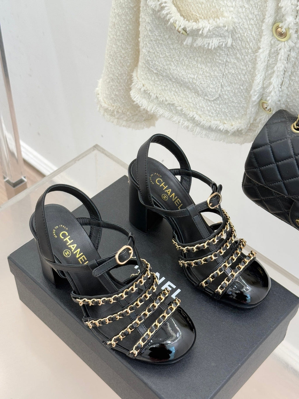 Cruise 25/26 Slingbacks 90mm Black Lambskin & Patent Calfskin