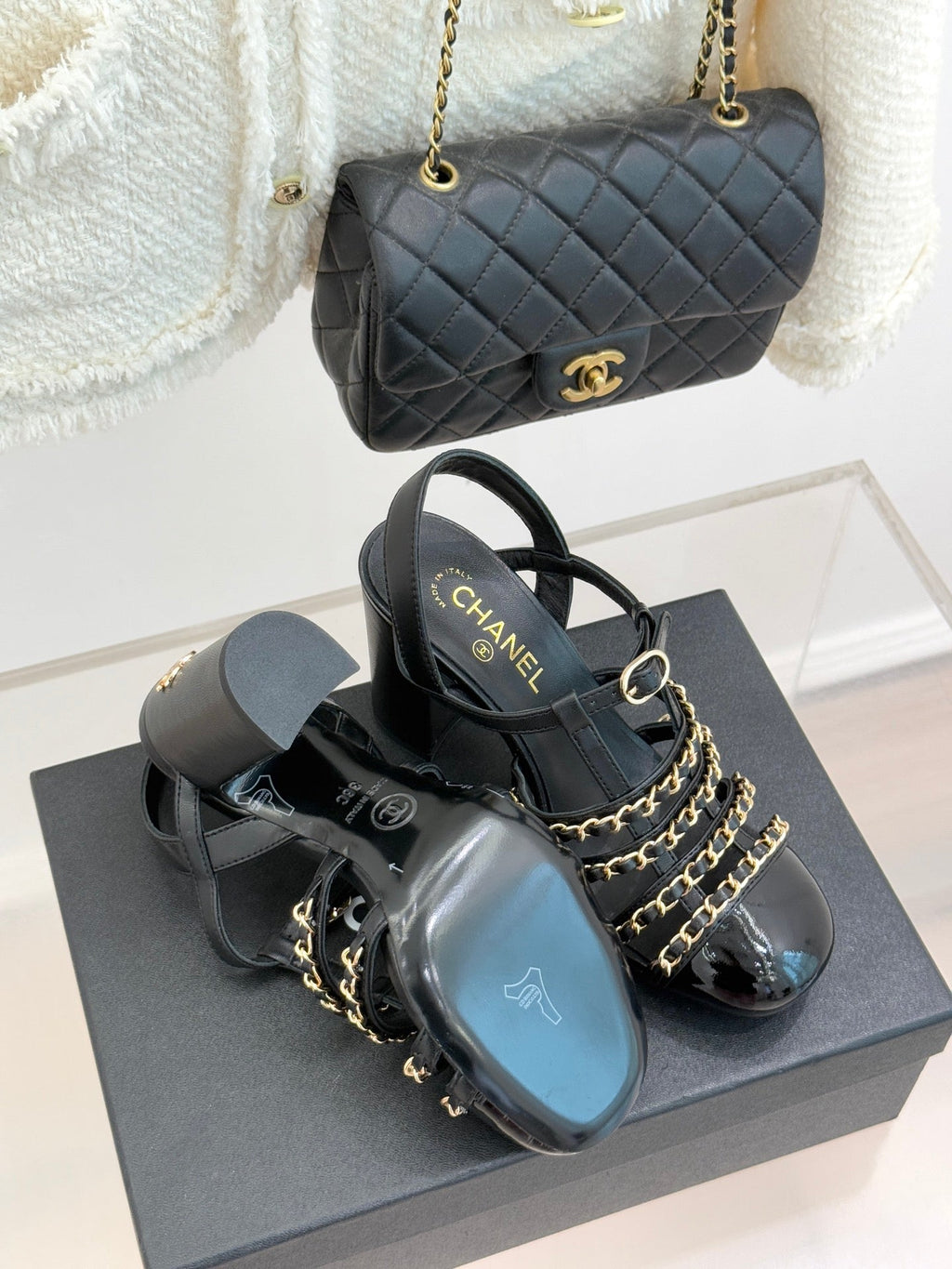 Cruise 25/26 Slingbacks 90mm Black Lambskin & Patent Calfskin
