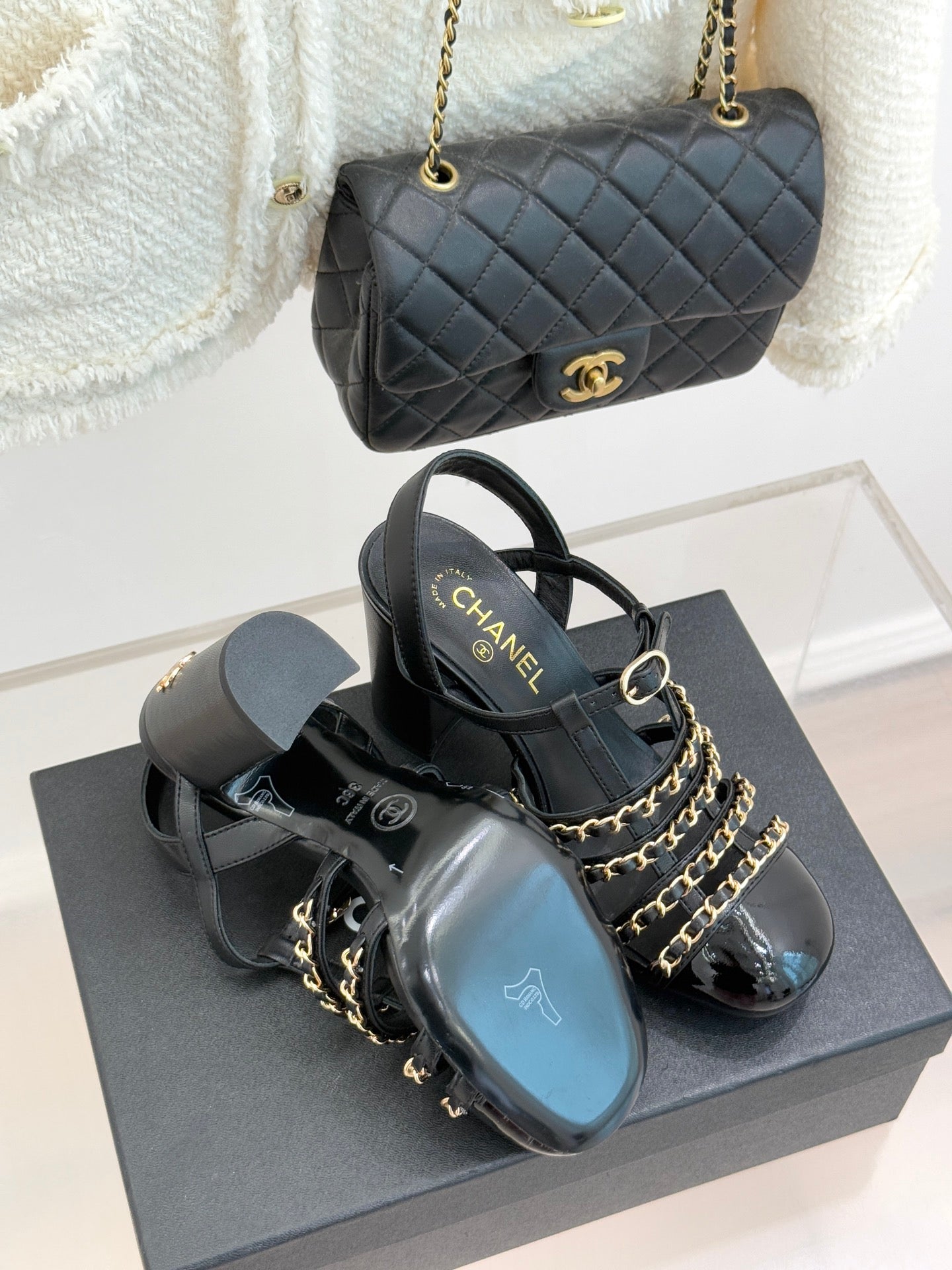 Cruise 25/26 Slingbacks 90mm Black Lambskin & Patent Calfskin