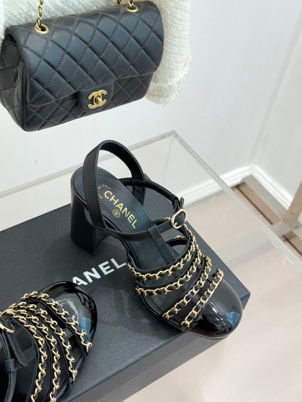 Cruise 25/26 Slingbacks 90mm Black Lambskin & Patent Calfskin