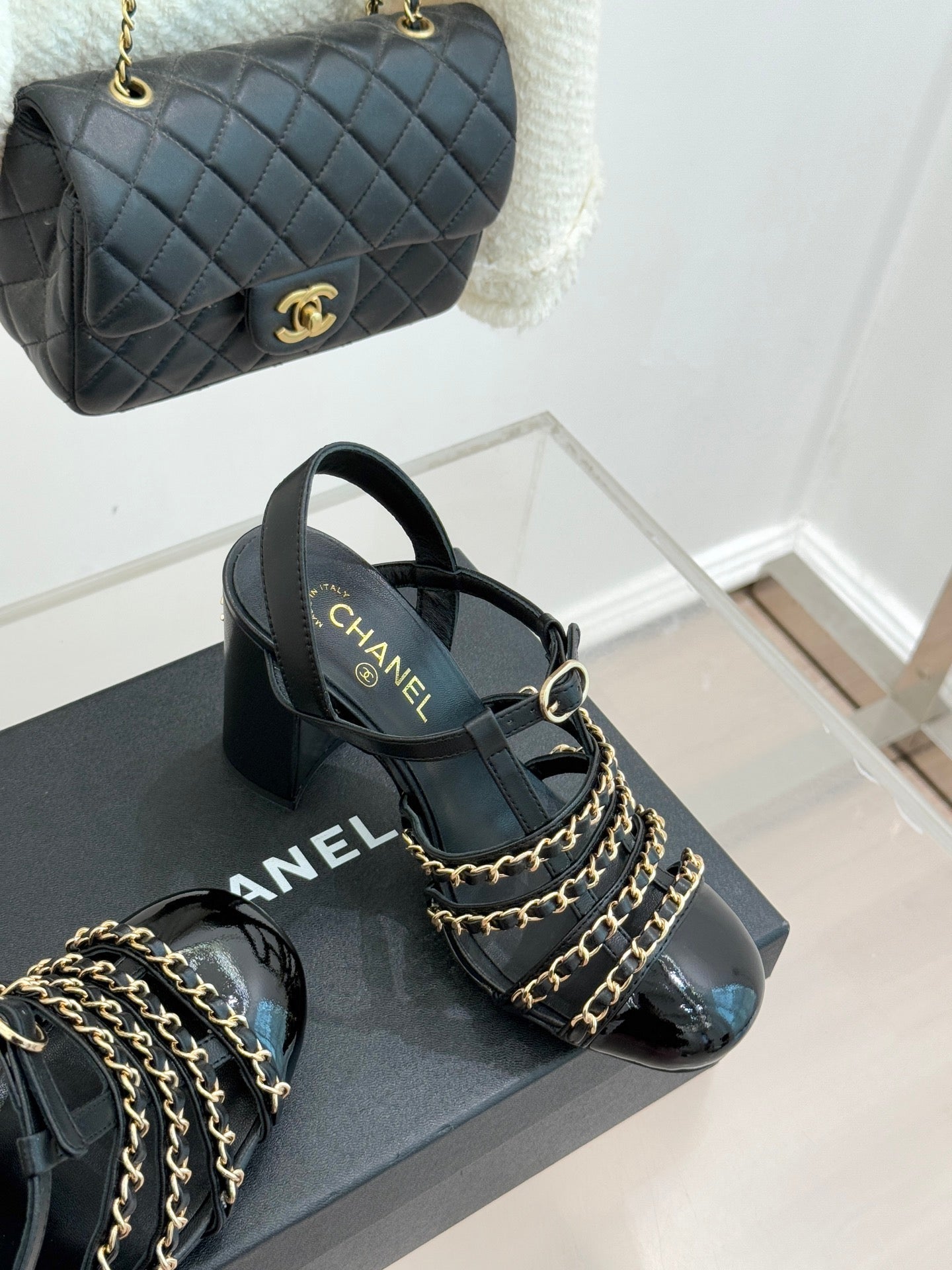 Cruise 25/26 Slingbacks 90mm Black Lambskin & Patent Calfskin
