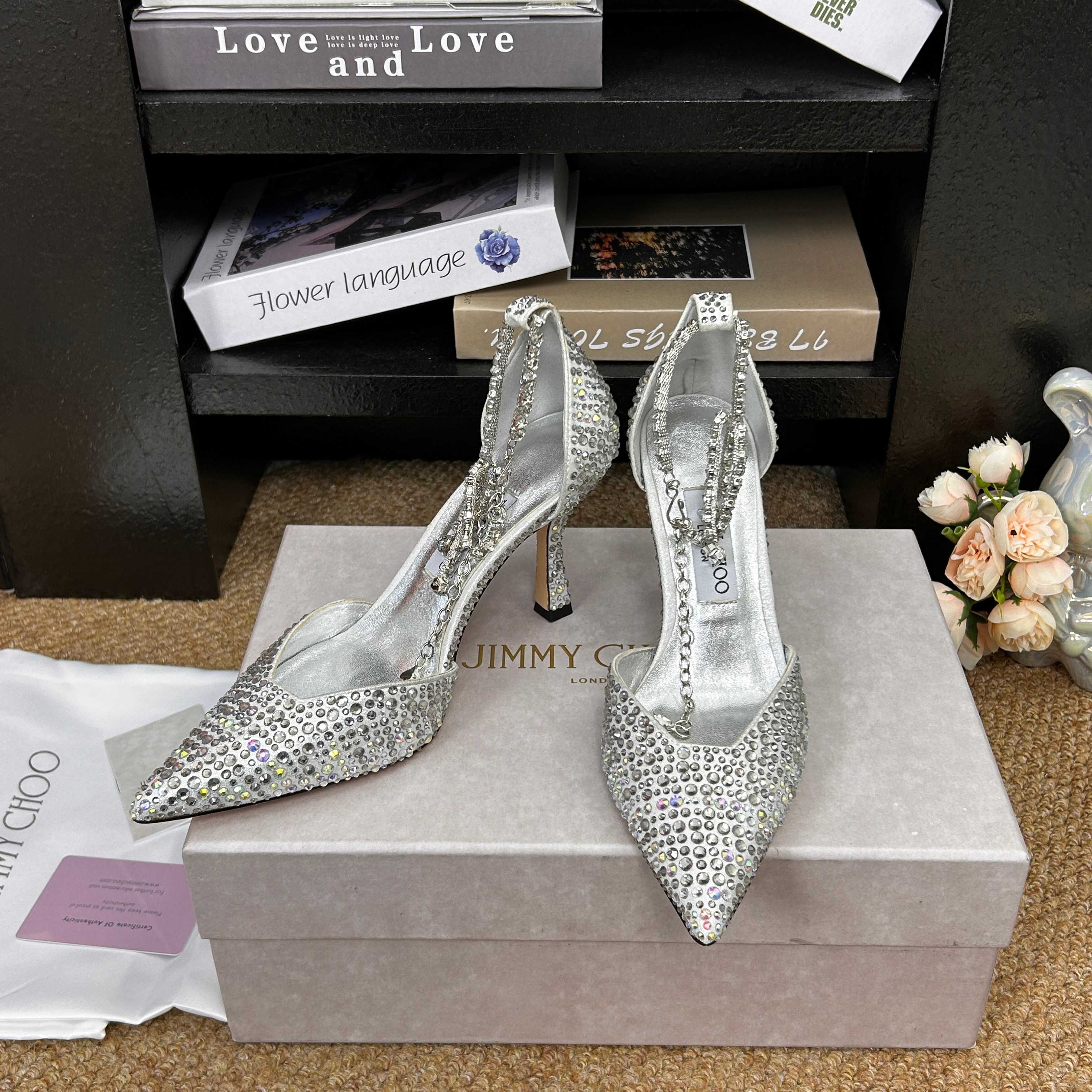 Jimmy 26 Stevie Pump 9cm Sliver Crystal Leather 681910