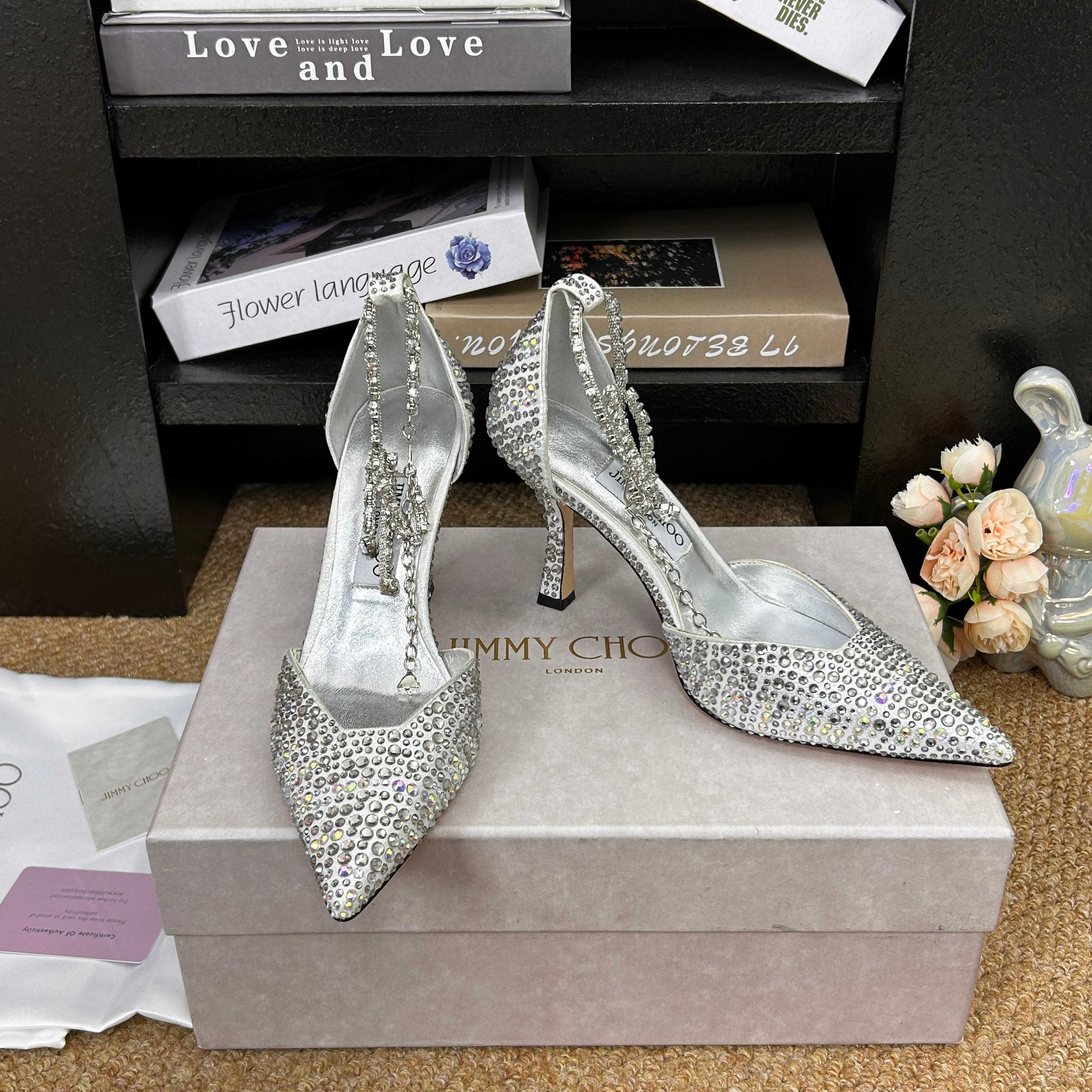 Jimmy 26 Stevie Pump 9cm Sliver Crystal Leather 681910