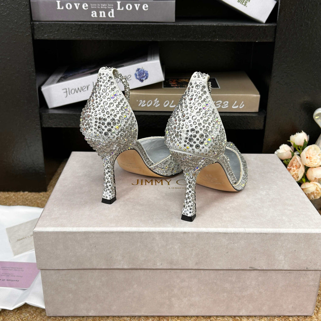 Jimmy 26 Stevie Pump 9cm Sliver Crystal Leather 681910