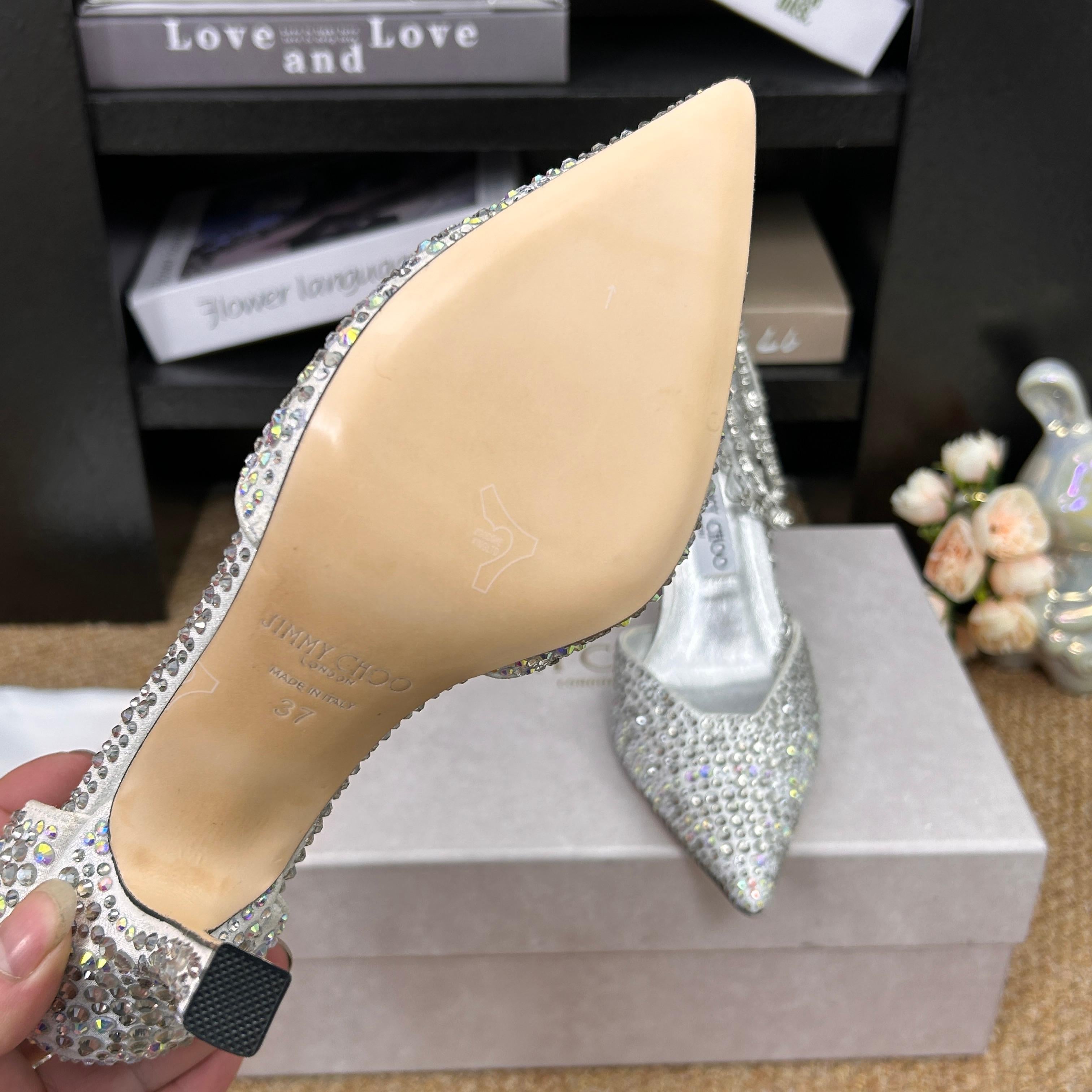 Jimmy 26 Stevie Pump 9cm Sliver Crystal Leather 681910