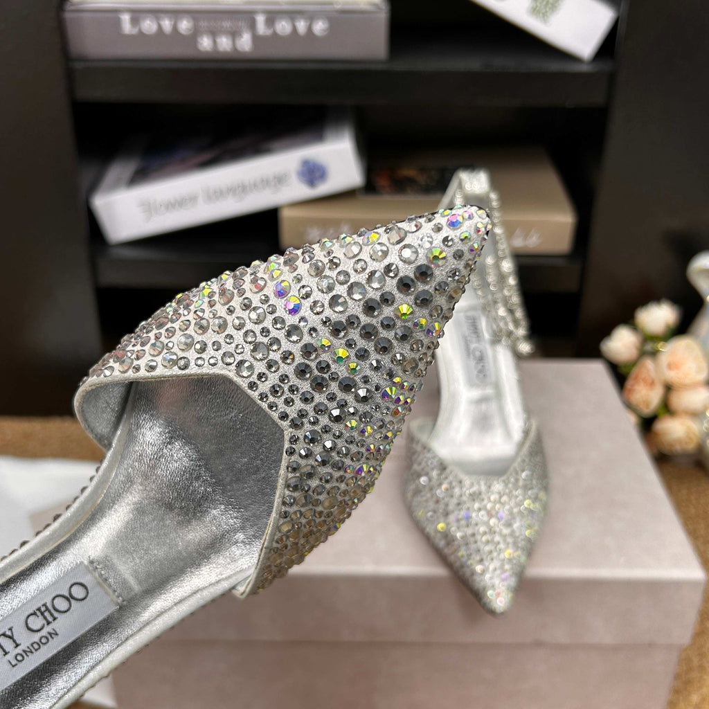 Jimmy 26 Stevie Pump 9cm Sliver Crystal Leather 681910