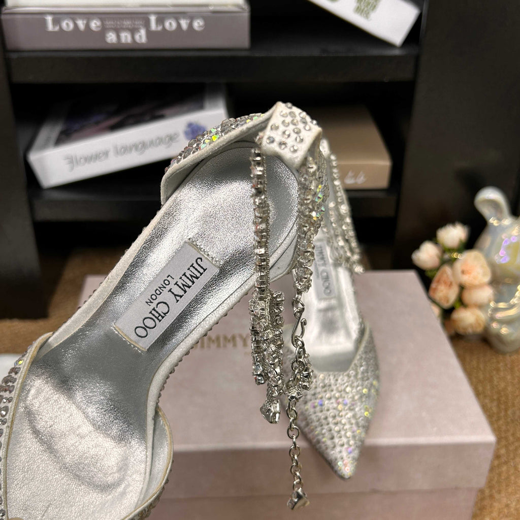 Jimmy 26 Stevie Pump 9cm Sliver Crystal Leather 681910
