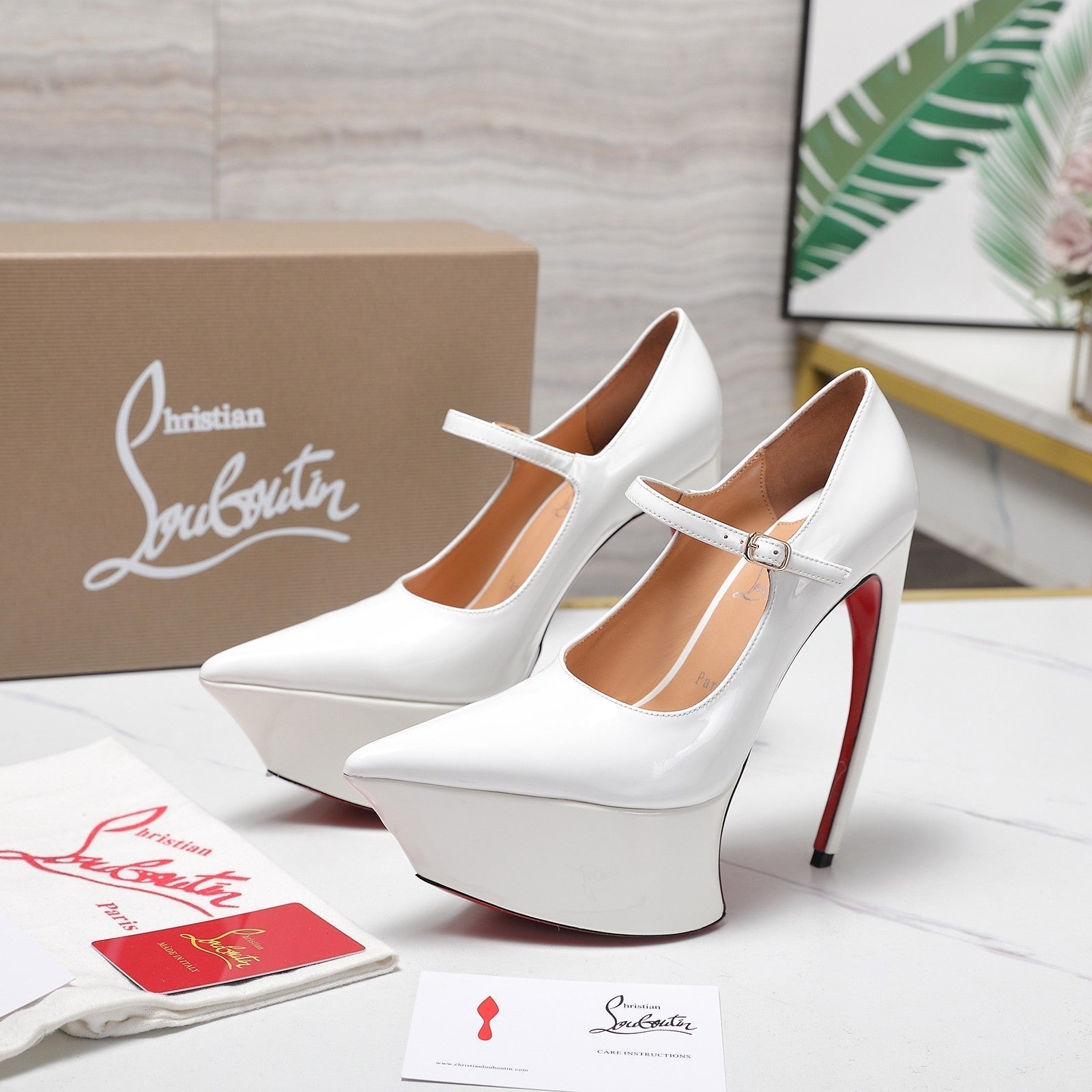 CL Matières Fécales Platform Pumps 15cm White Patent Leather 637883