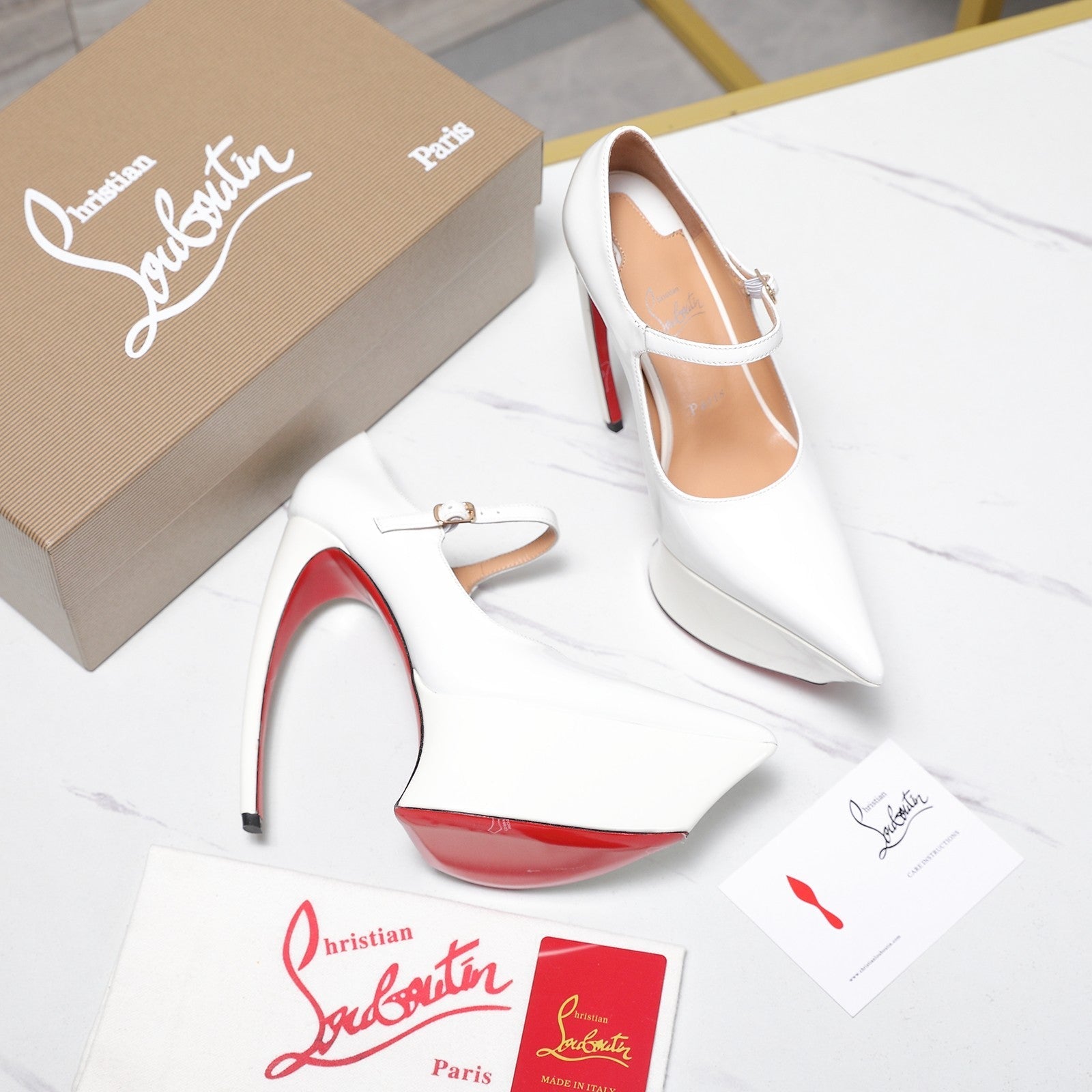 CL Matières Fécales Platform Pumps 15cm White Patent Leather 637883
