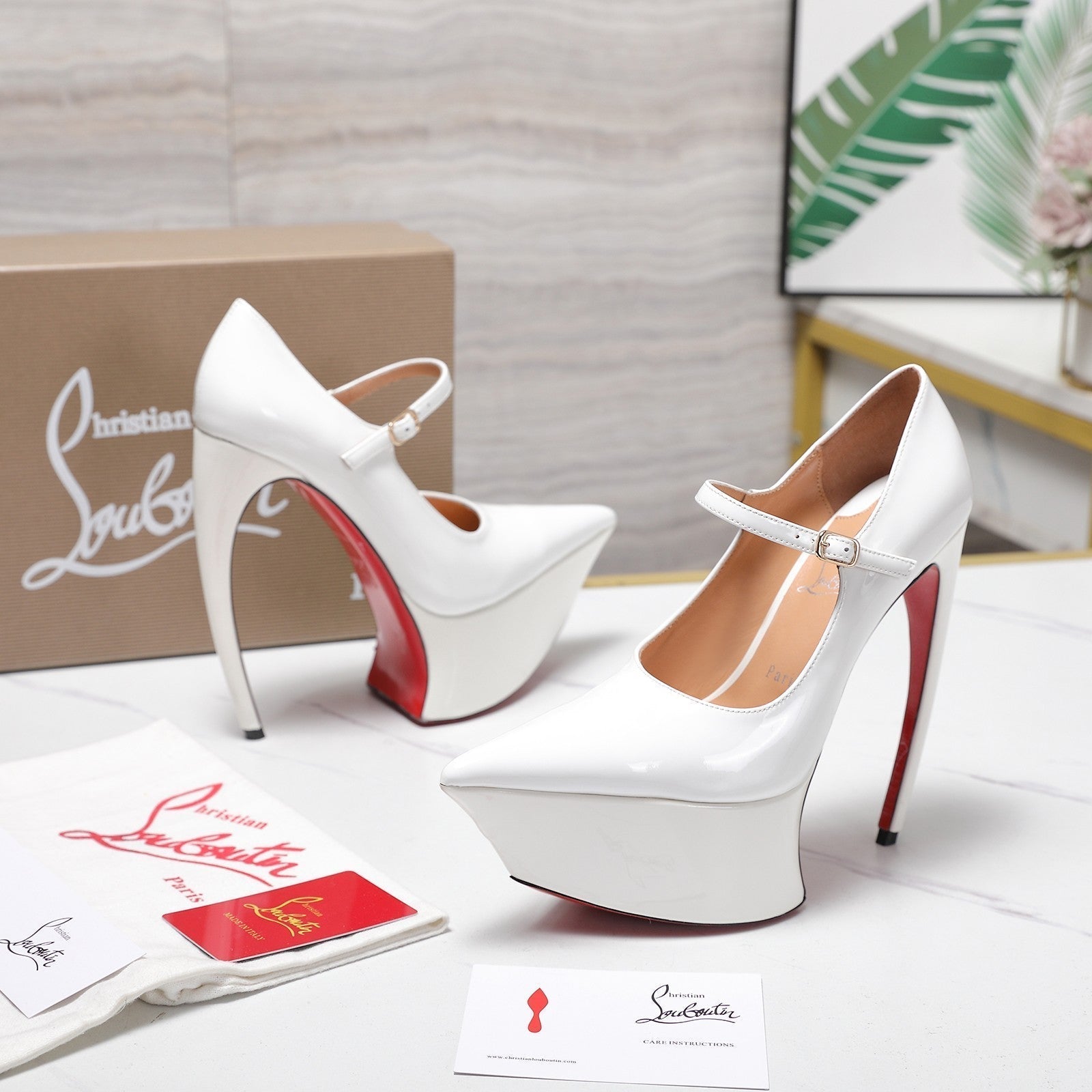 CL Matières Fécales Platform Pumps 15cm White Patent Leather 637883