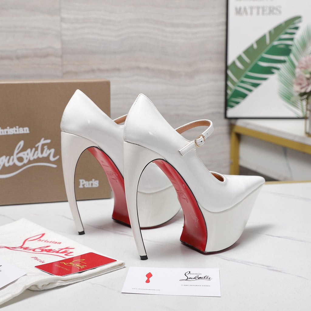 CL Matières Fécales Platform Pumps 15cm White Patent Leather 637883