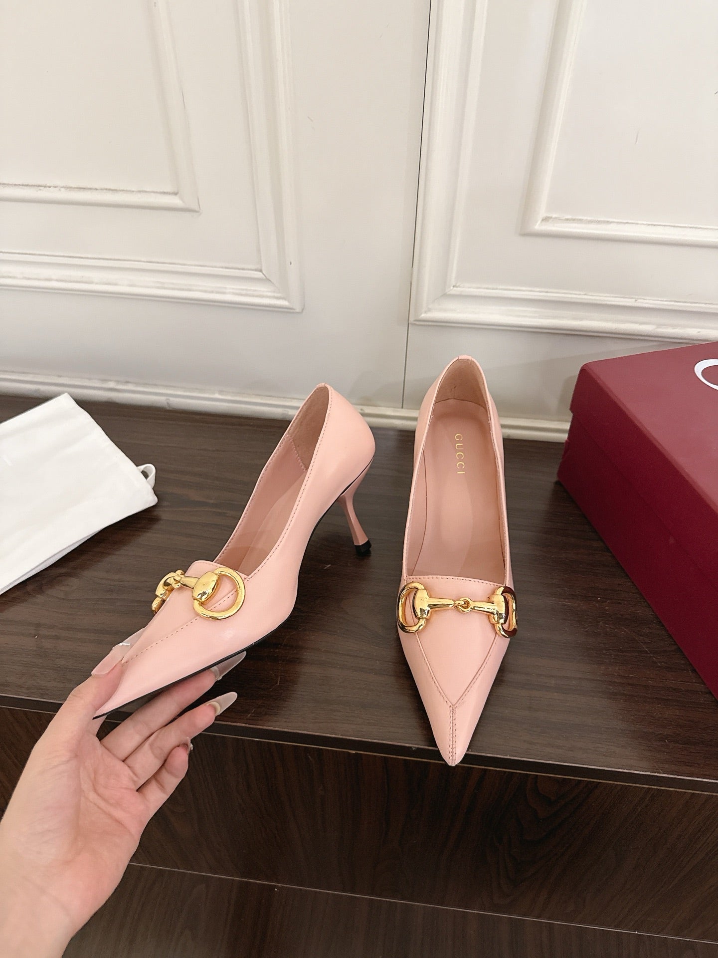 GG Boulevard Pumps 7.5cm Light Pink Leather 888851