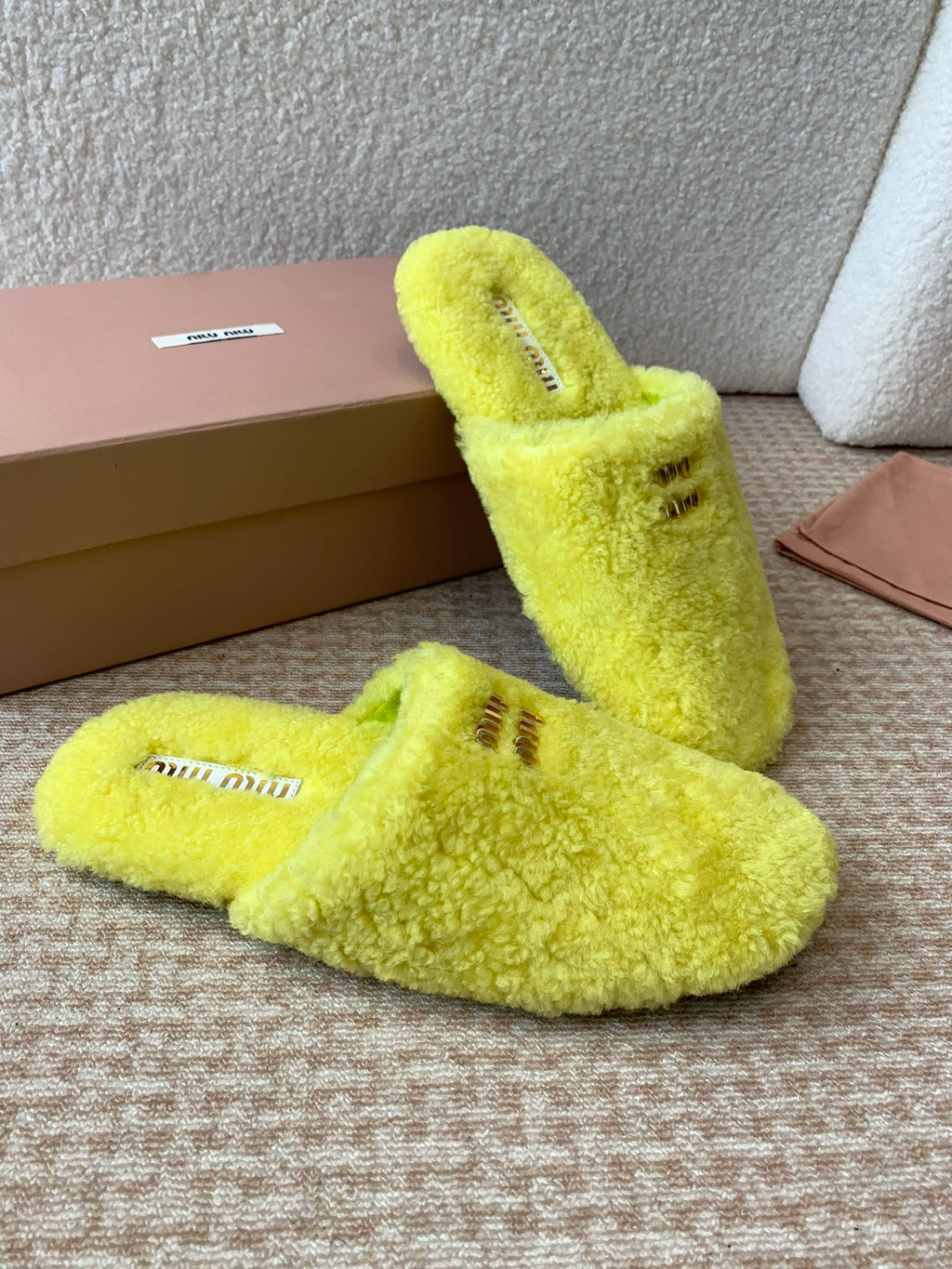 Miu Slippers Lemon Yellow Wool