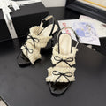 cc25 slingback sandal ̣90mm bow black grosgrain white canvas 233593