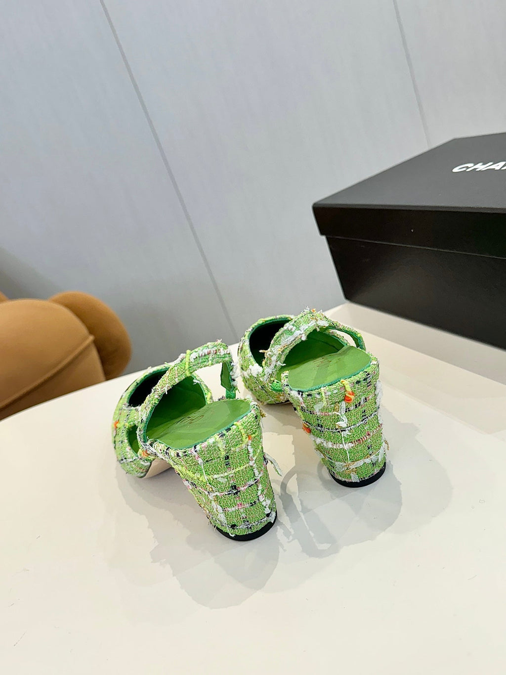 cc 25c slingback 65 green tweed black grosgrain 233615