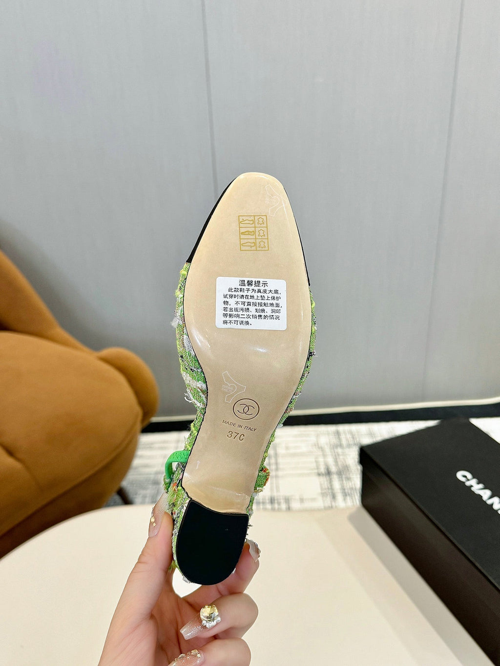 cc 25c slingback 65 green tweed black grosgrain 233615
