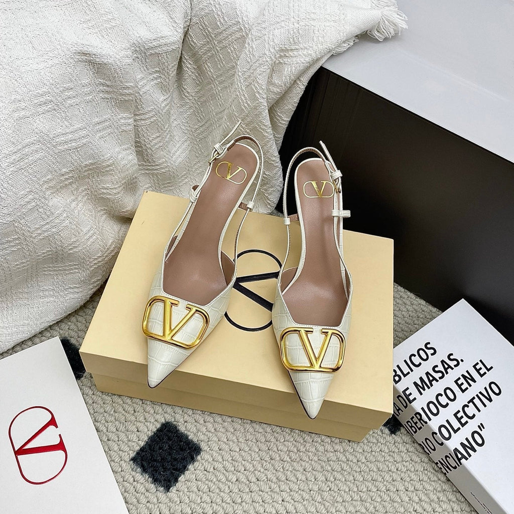 VT Signature Slingback White Embossed Cowhide 726941