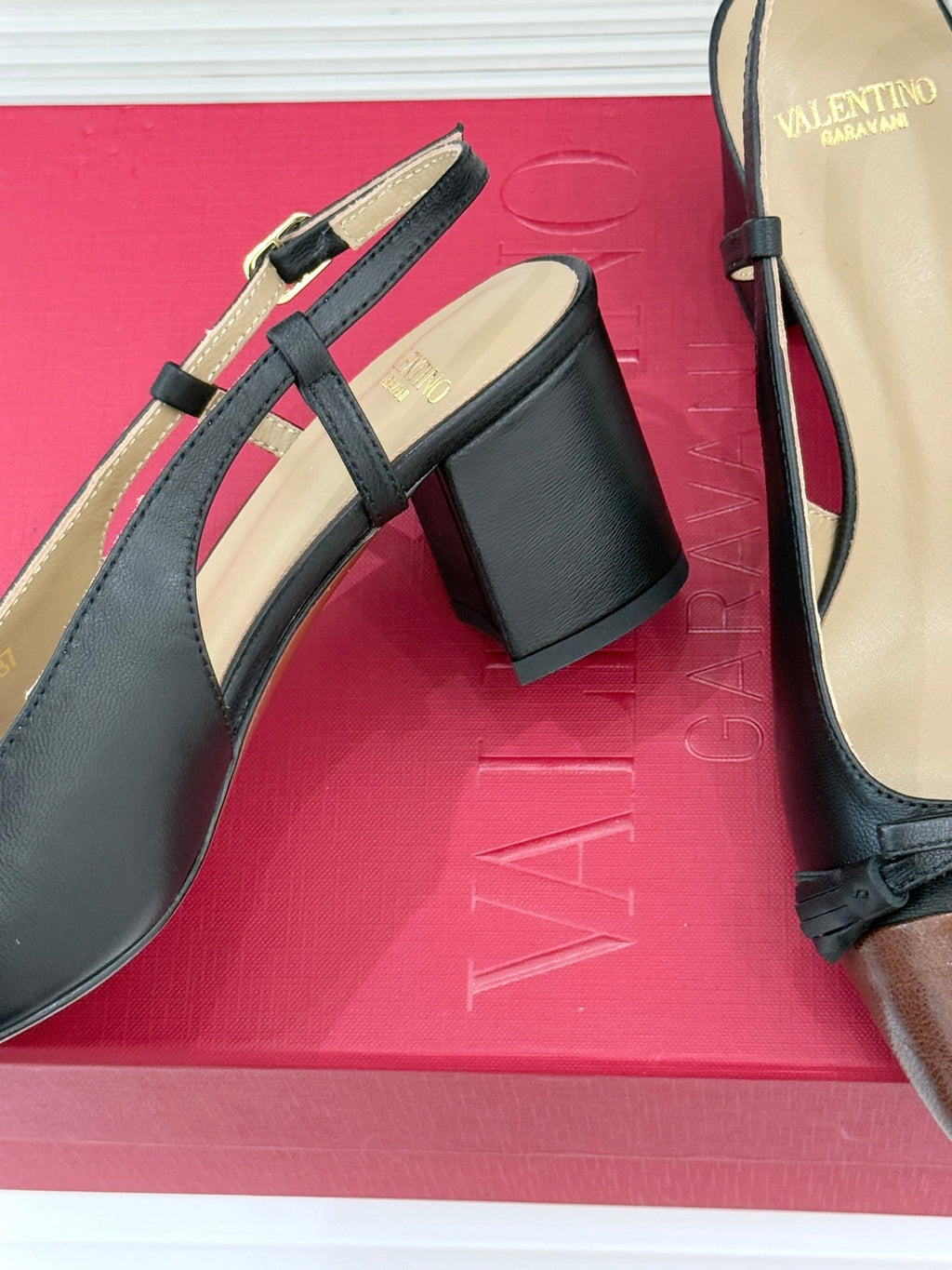 Valet Du Roi Kidskin Slingback 6cm Brown Black Sheepskin 702244