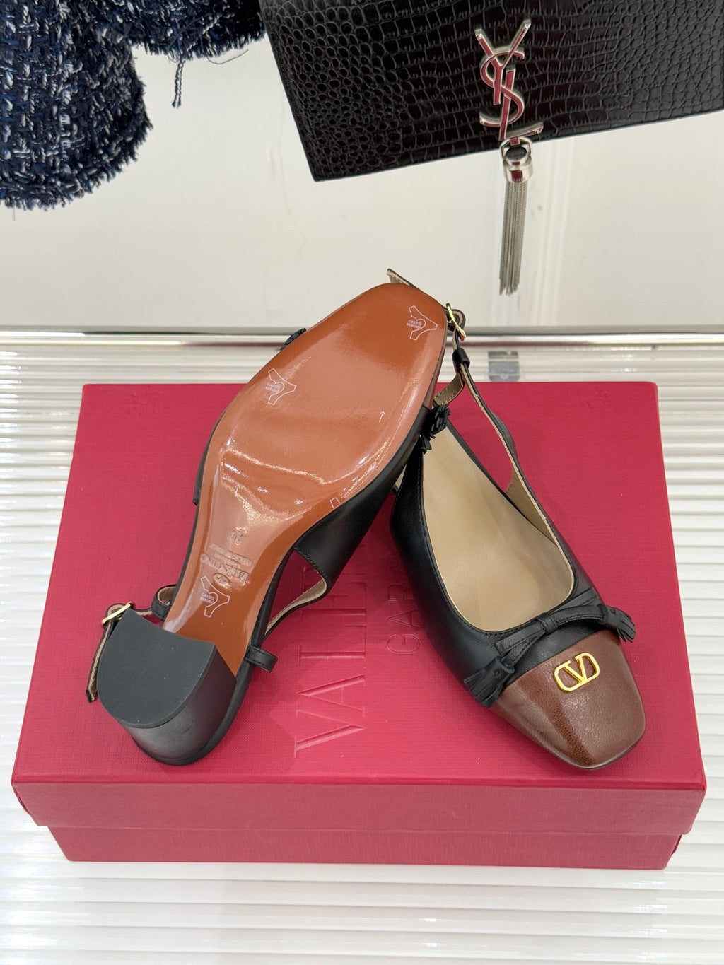 Valet Du Roi Kidskin Slingback 6cm Brown Black Sheepskin 702244
