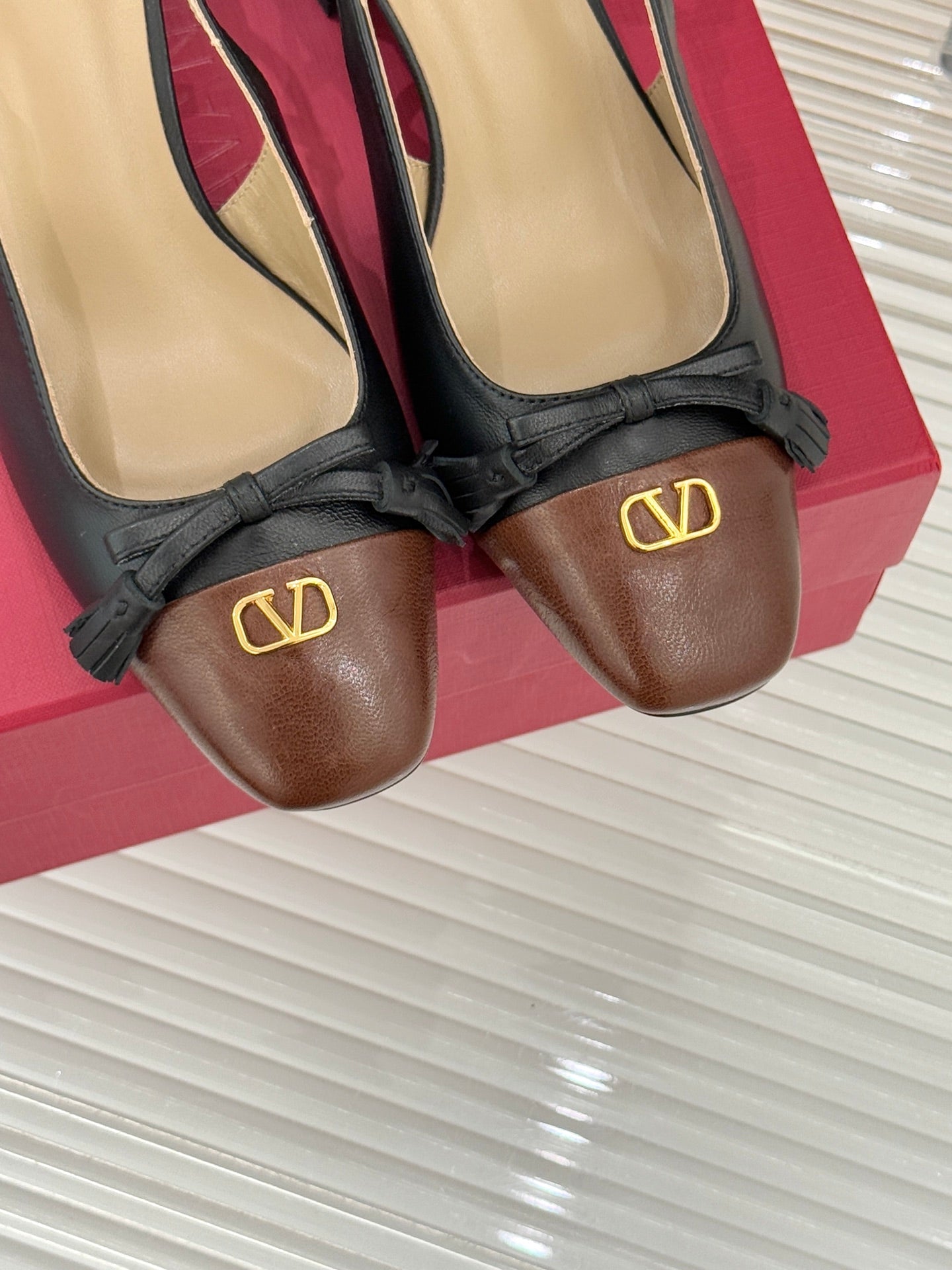 Valet Du Roi Kidskin Slingback 6cm Brown Black Sheepskin 702244