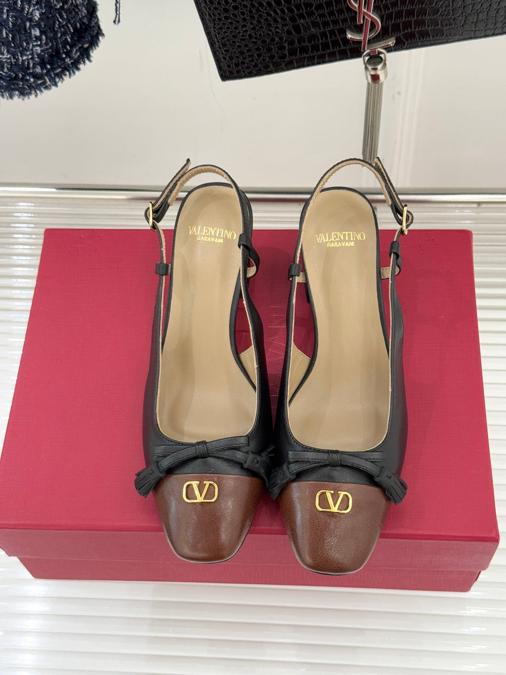 Valet Du Roi Kidskin Slingback 6cm Brown Black Sheepskin 702244