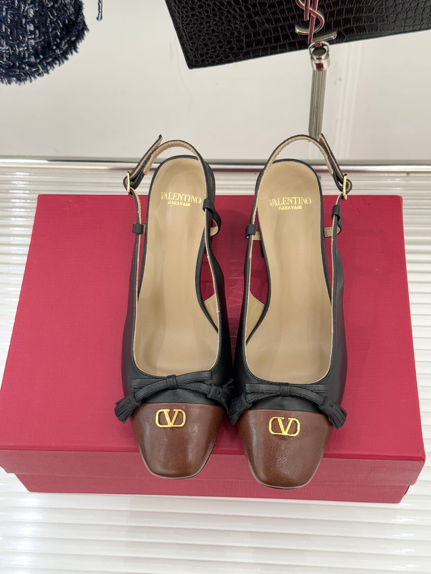 Valet Du Roi Kidskin Slingback 6cm Brown Black Sheepskin 702244