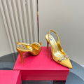 Valentino Slingback Pump 100mm In Dark Yellow Mix Gold Lambskin 999025