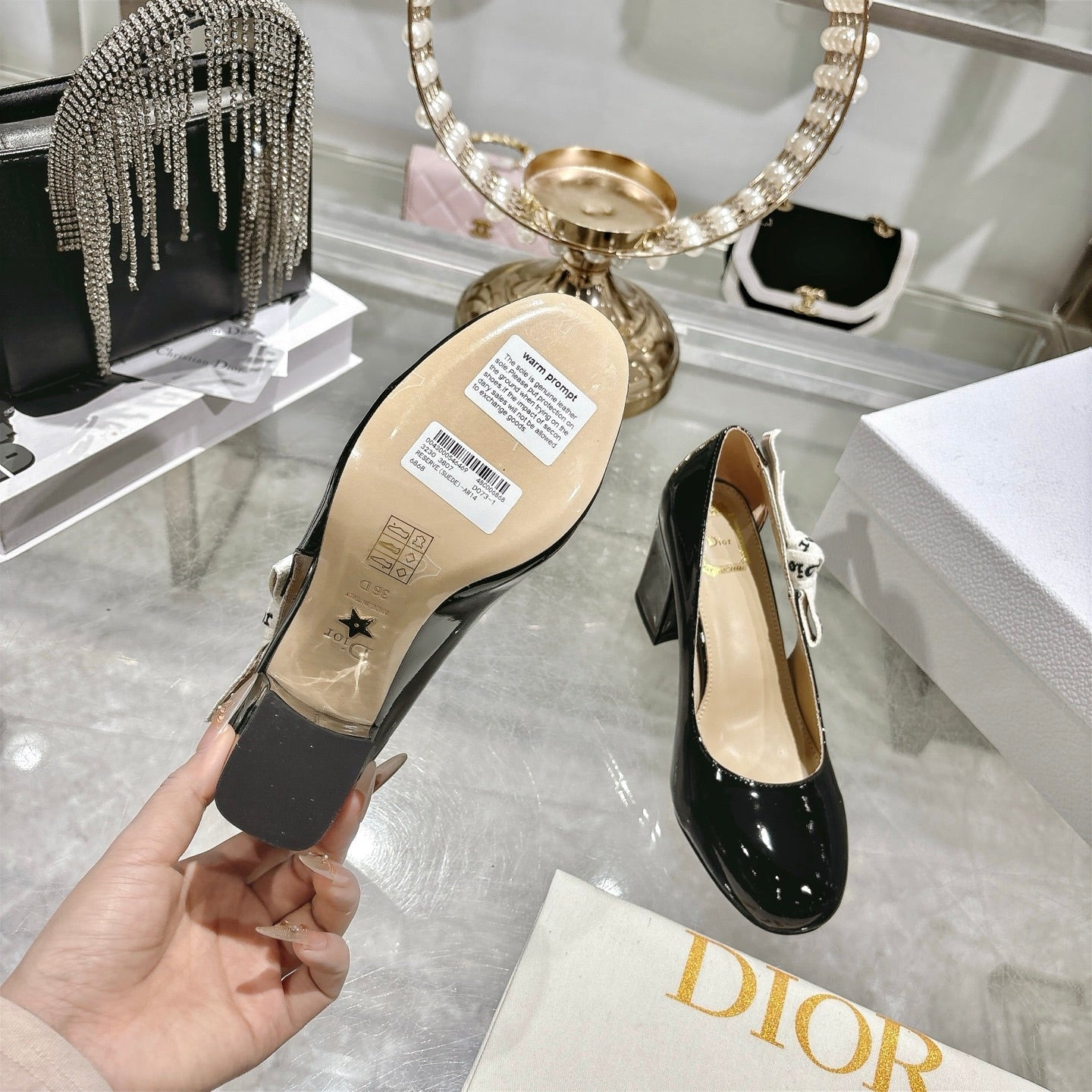 CD 26 Lolita High-Heeled 85 Black Beige Patent Leather 679734