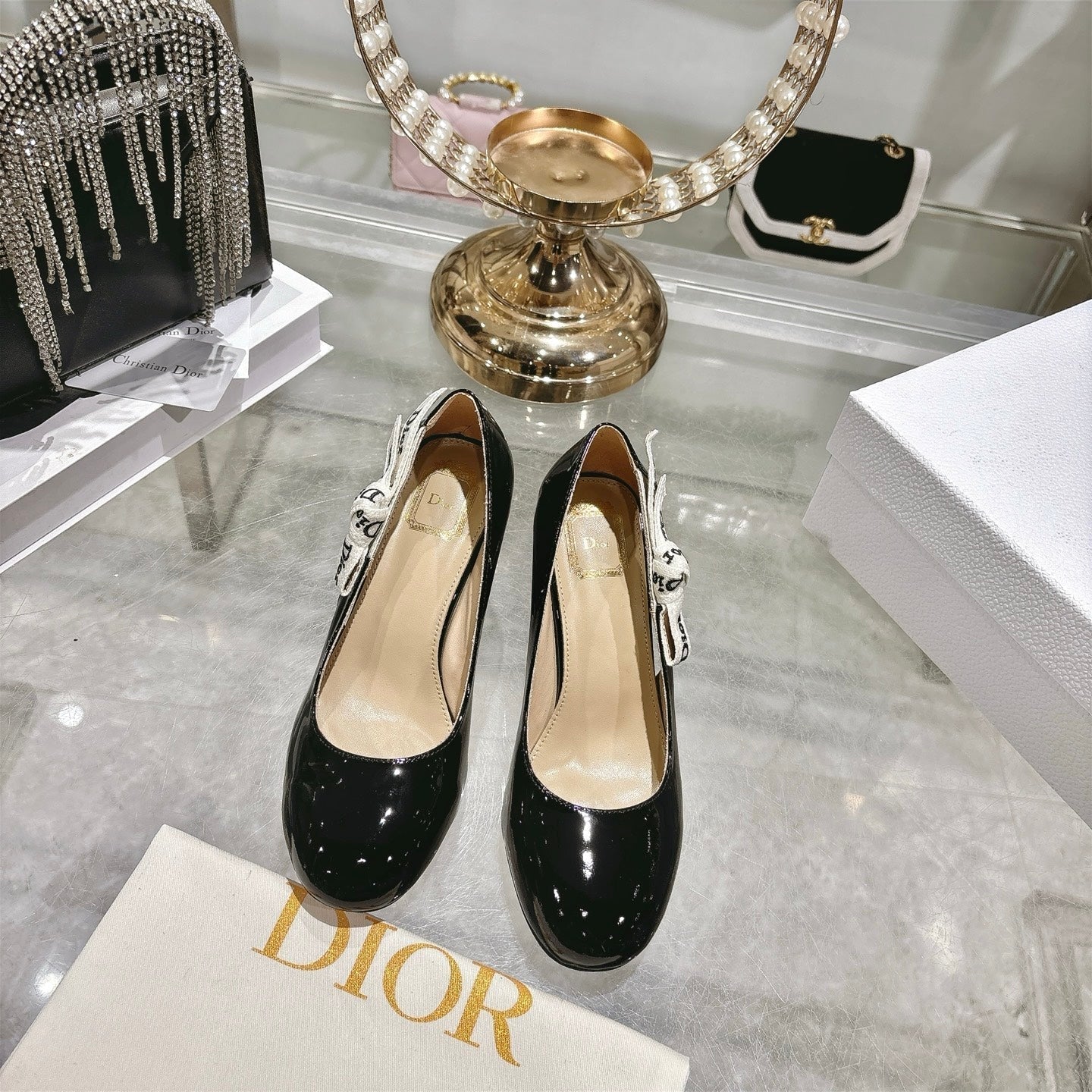 CD 26 Lolita High-Heeled 85 Black Beige Patent Leather 679734