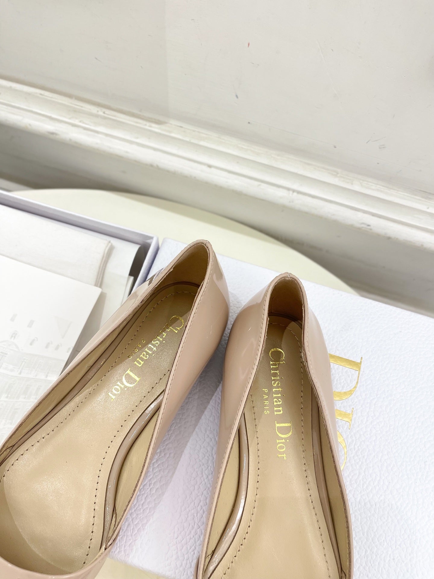 CD 25 Pump Flat Pink Nude Patent Leather 307414