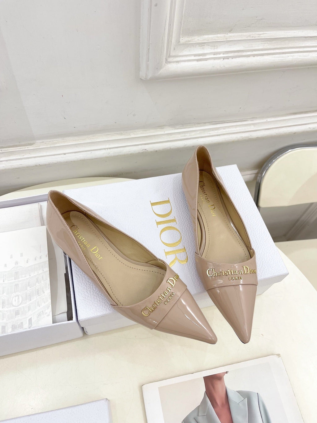 CD 25 Pump Flat Pink Nude Patent Leather 307414