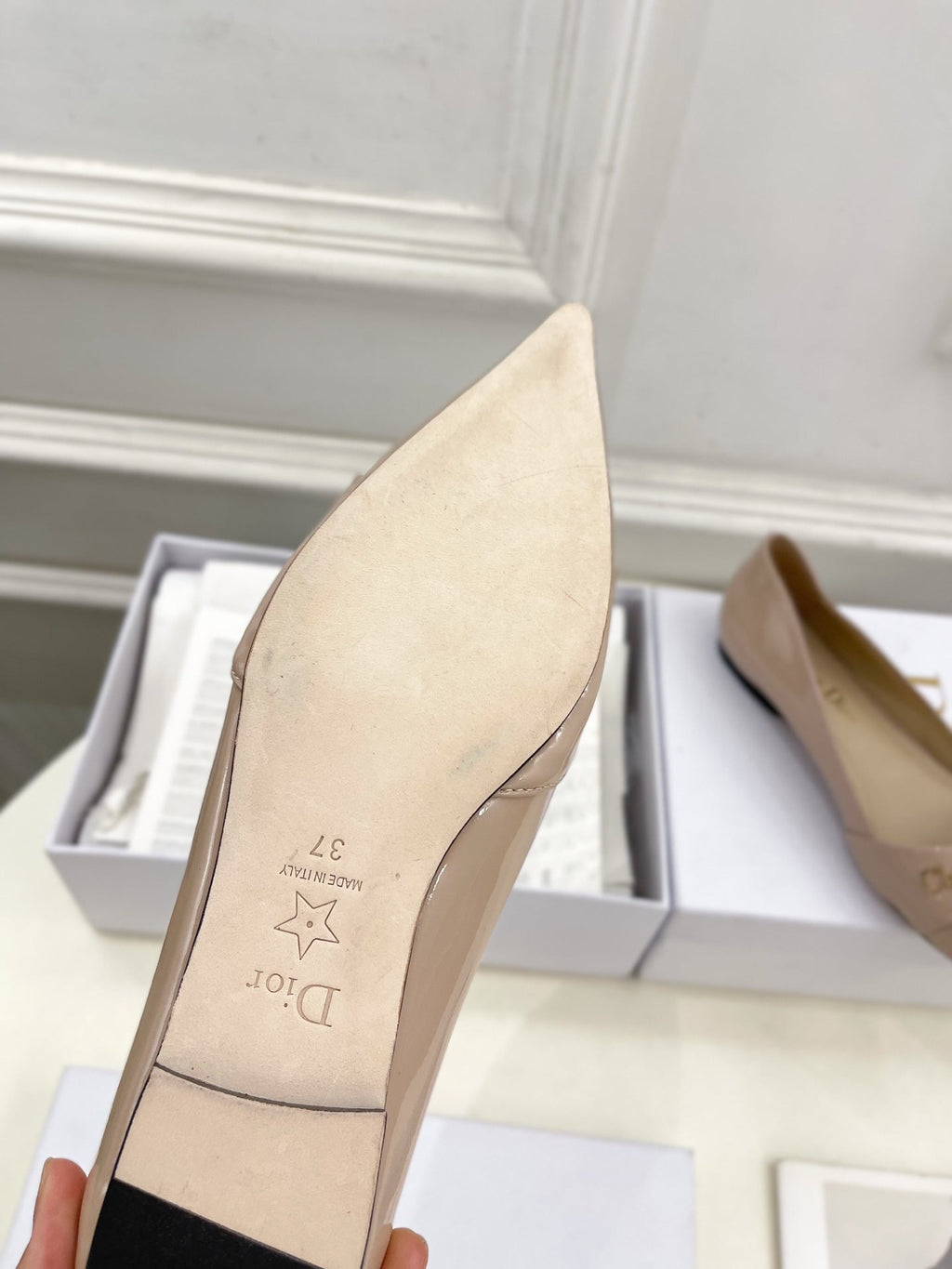 CD 25 Pump Flat Pink Nude Patent Leather 307414