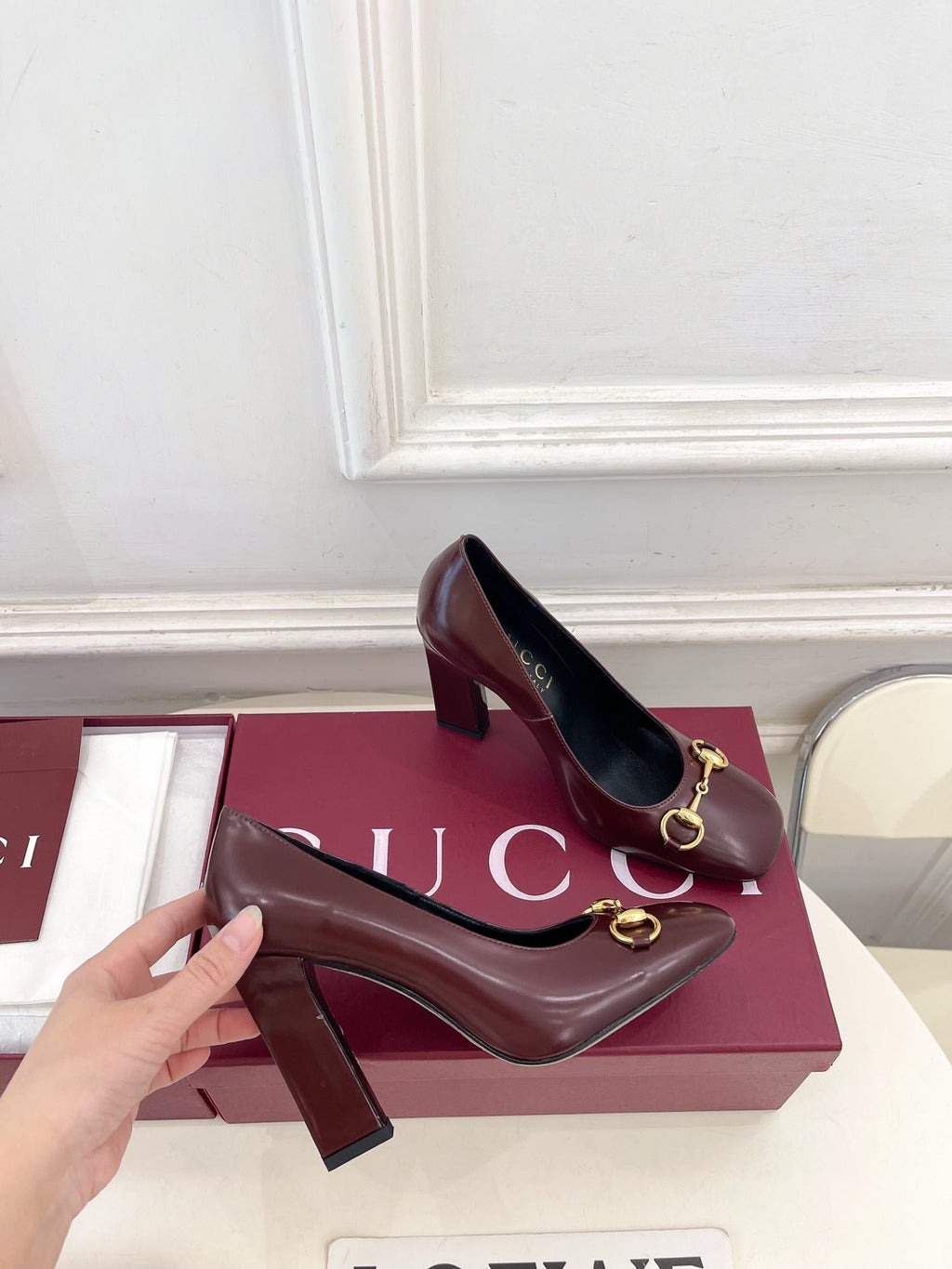GG 26s Signora Pump 10cm Burgudy Leather 640302