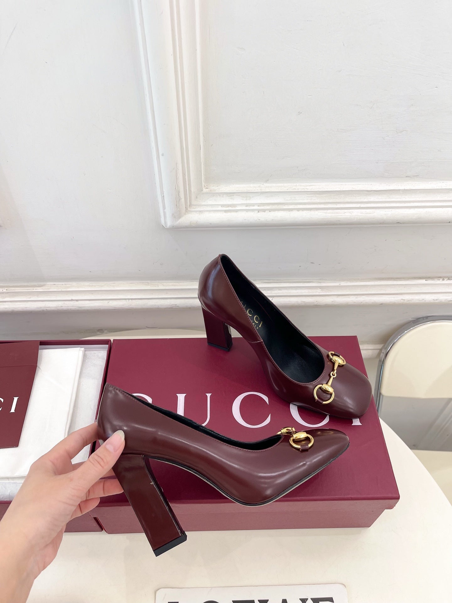 GG 26s Signora Pump 10cm Burgudy Leather 640302