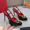 VALENTINO GARAVANI VLOGO PLATFORM SLING BACK 120 BLACK RED COWHIDE 392142